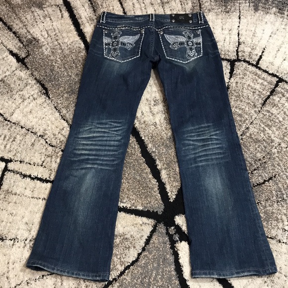 ๐ Miss Me Cross Wing Distressed Denim Jean - Picture 11 of 15